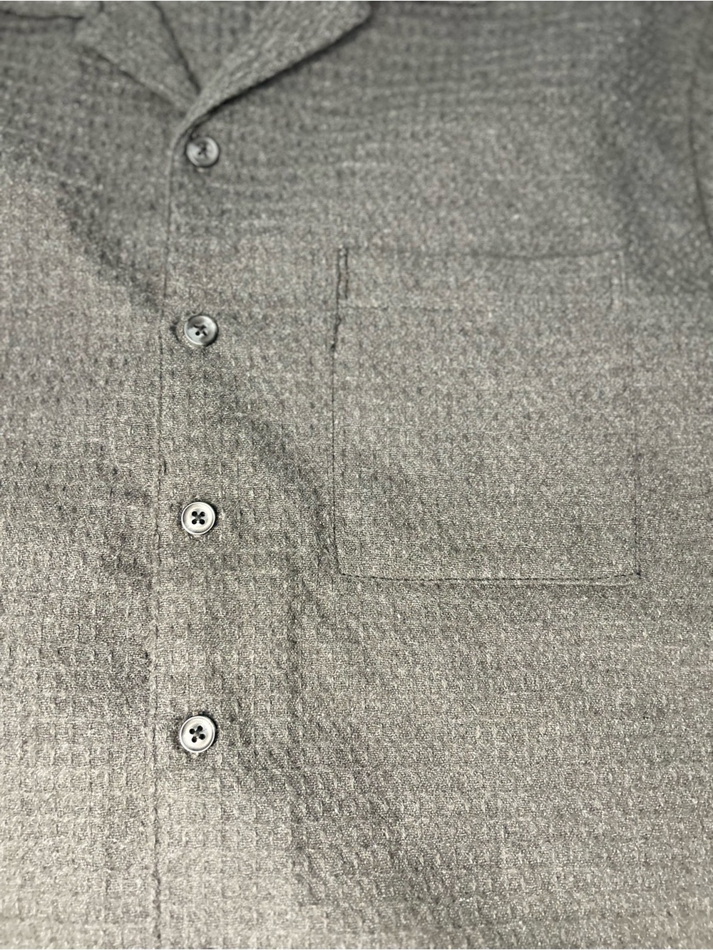 San Francisco Work Shirts Charcoal Grey Textured Woven Eyelet Camp Shirt Medium - Picture 8 of 8